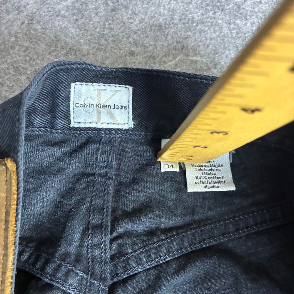 Calvin Klein Jeans Mens 33x32 Black Straight Leg Denim Pants Vintage 100% Cotton - Picture 3 of 7